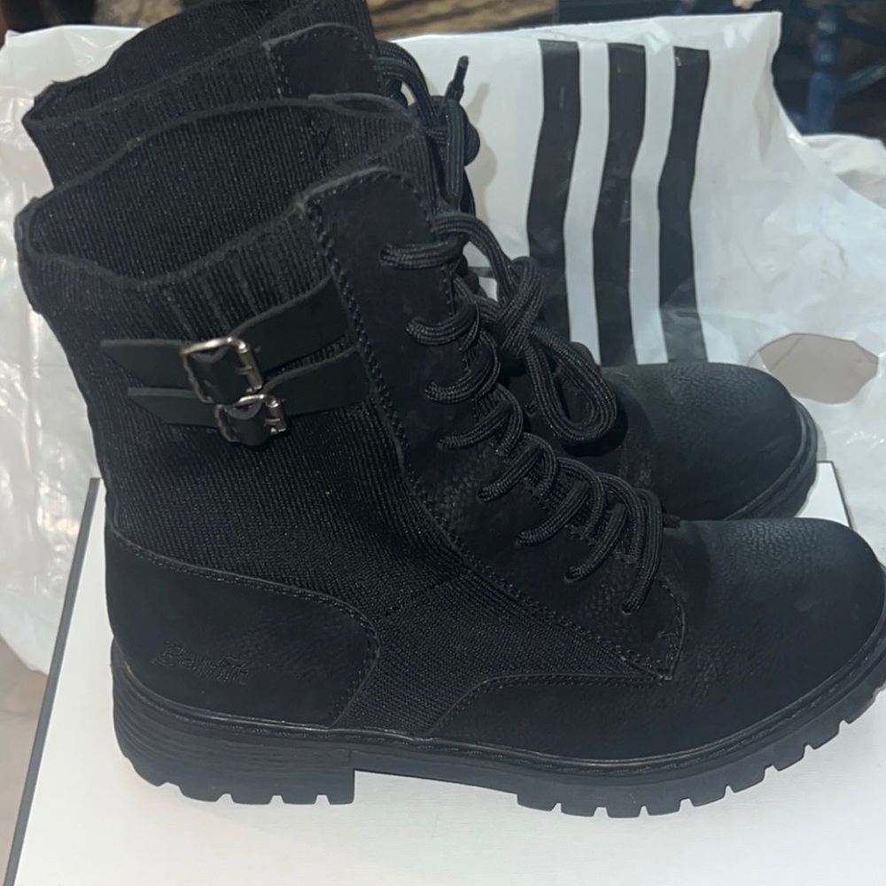 Blowfish Black Lace Up Boots With Buckles